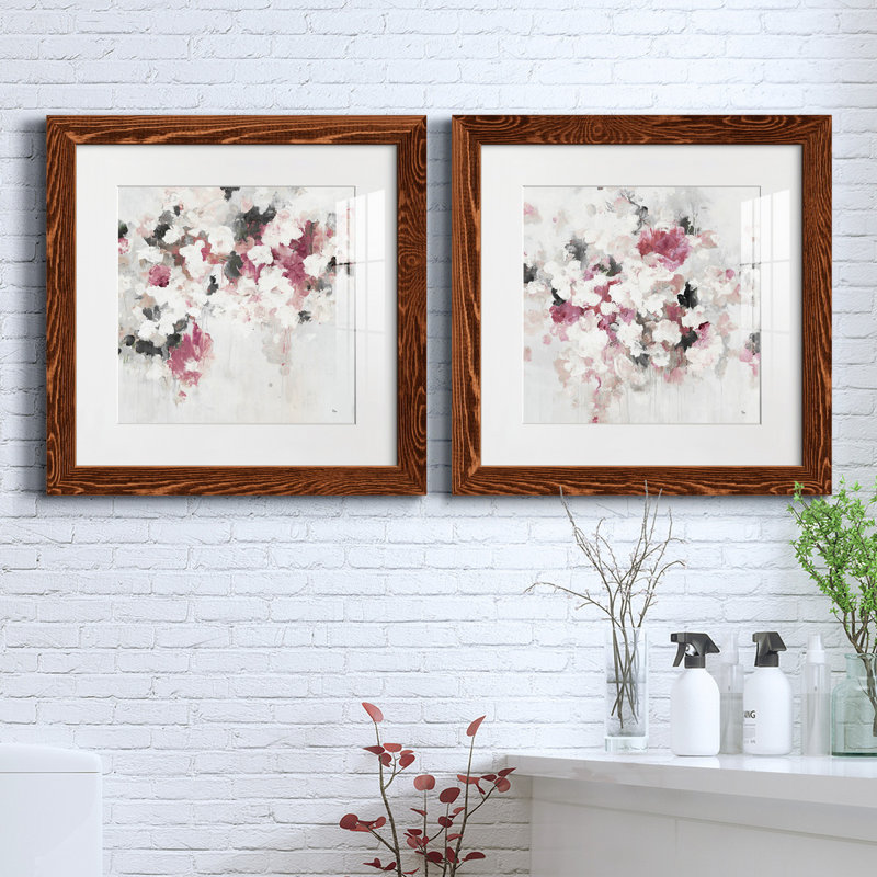 Floral Muse III - ensemble de 2 reproductions d'art sur papier, Érable encadré, H 17 po x l 34 po x P 1,5 po