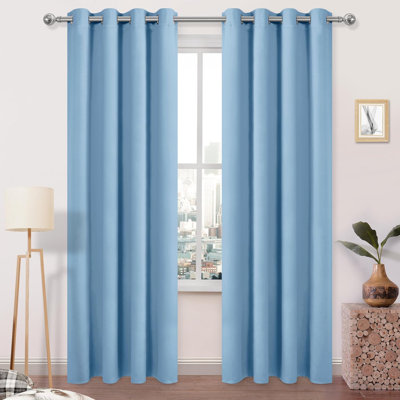 2 Thick Panels Room Darkening 85% Blackout Curtains, Thermal Insulated Block Out Light Grommet Top Drapes