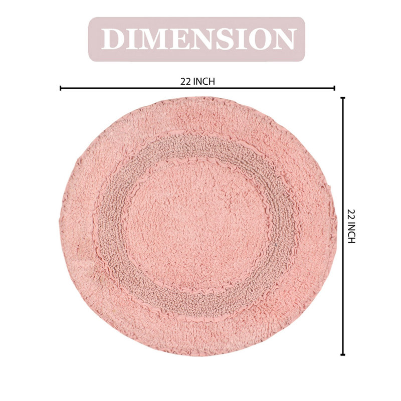 Tapis pour salle de bain en coton moelleux, Rose, L 22 po x L 22 po