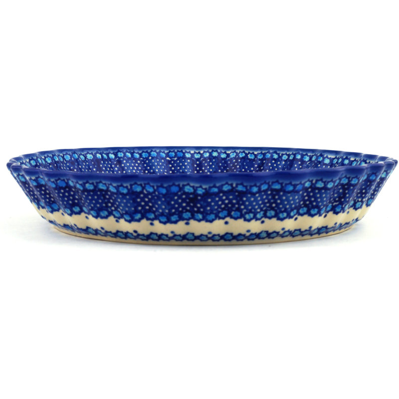 Plat à tarte plissée fleur polmedia bleu-belle