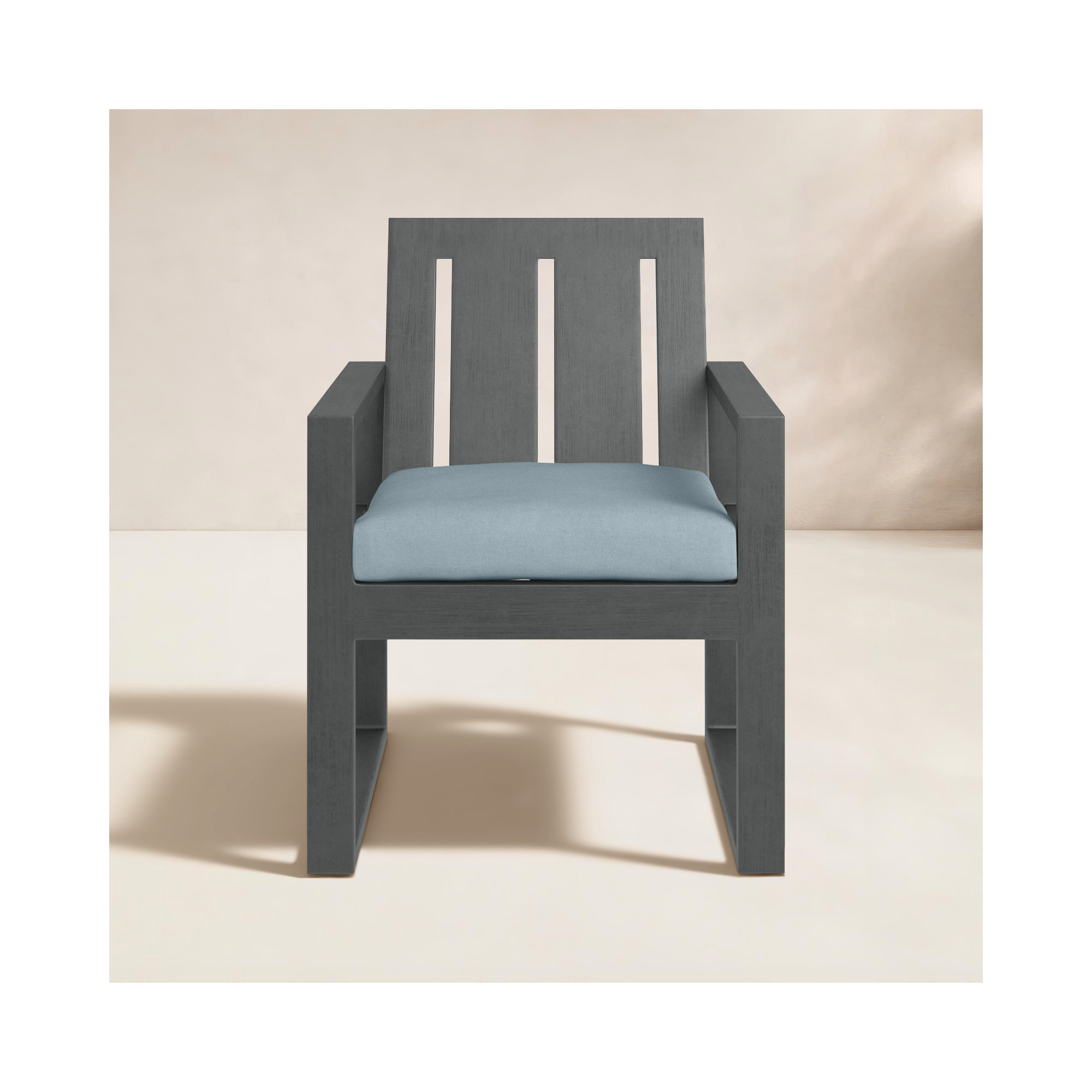 Georgie Premium All-Weather Wicker Outdoor Dining Armchair with Sunbrella® Cushion, Canvas Skyline Sunbrella®