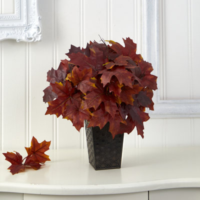 18'' Faux Maple Plant in Metal Planter