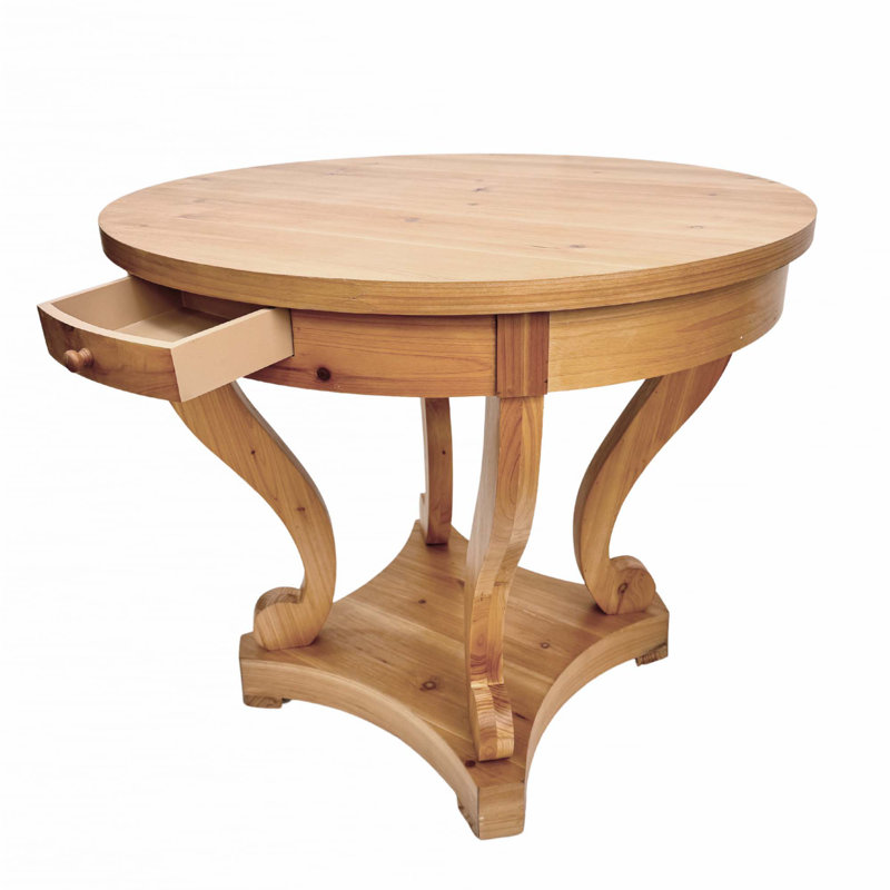 Table de salle à manger ronde à pieds courbés de style campagnard courbé, parfaite pour les repas confortables et la décoration
