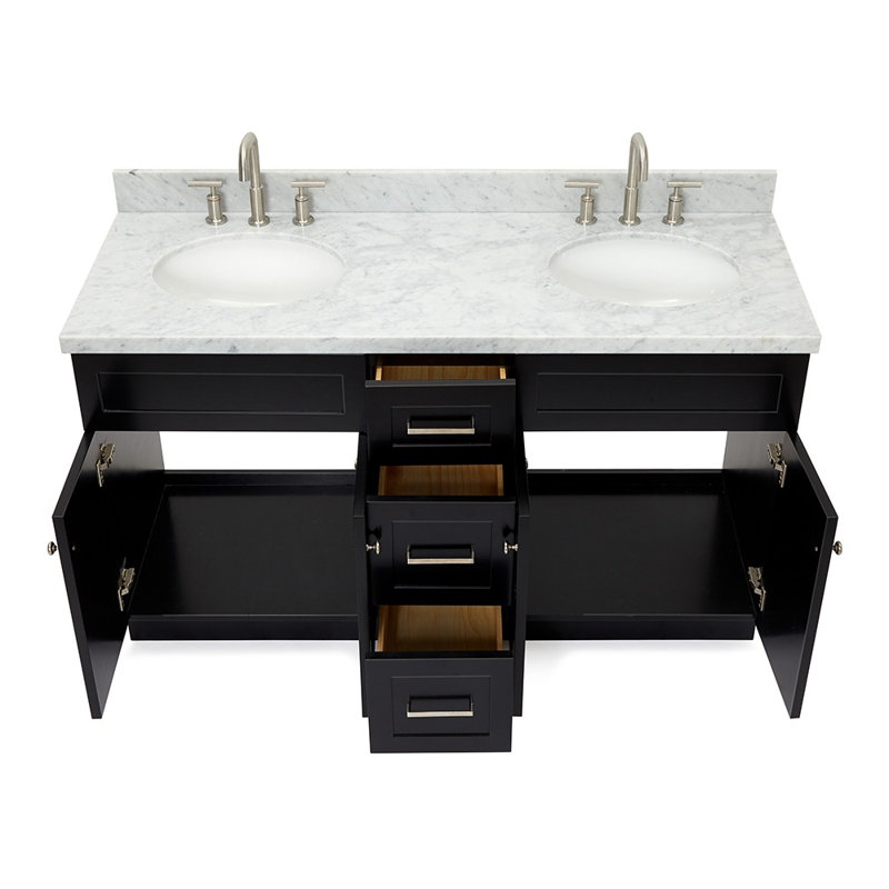 Ensemble de meuble-lavabo double 61 po Abell, Noir, noir, noir, noir