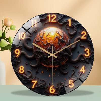 Horloge avec vignes lumineuses - horloge murale moderne en verre 12 po