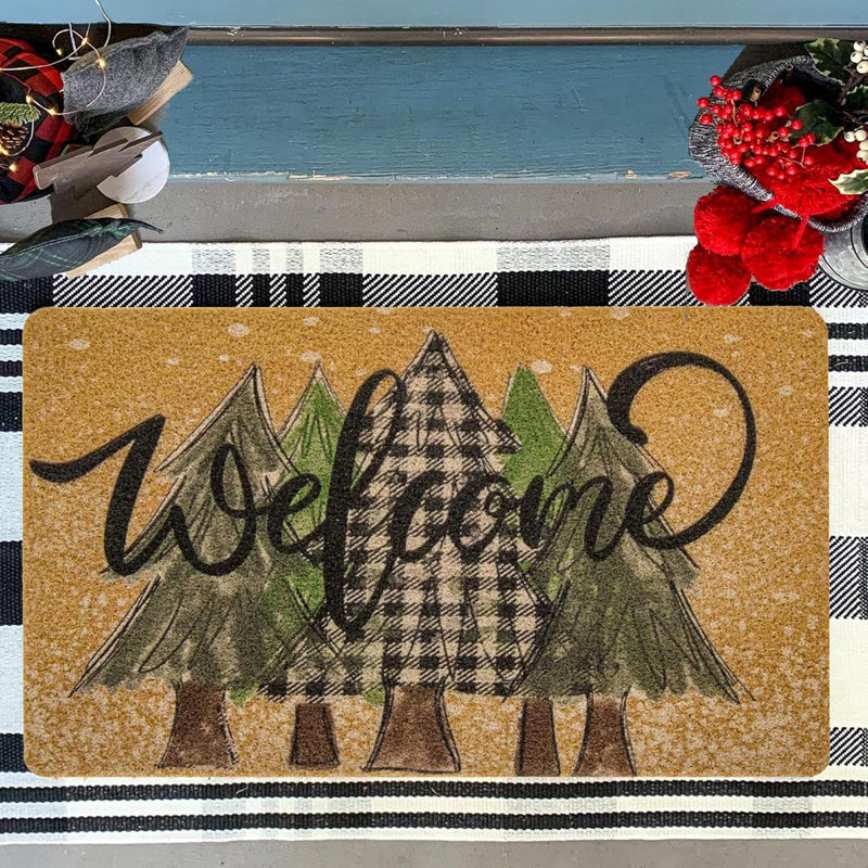 Tapis d'entrée antidérapant Winter Xmas Welcome
