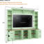 Meuble télé 41 po Mint, centre de divertissement avec tablettes réglables en noyer, console multimédia rétro, tiroirs et unité murale pour le divertissement