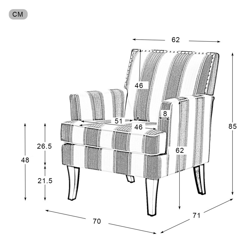 Fionc Lathan 70cm W Framhouse Armchair with Nail Head Trim, Red