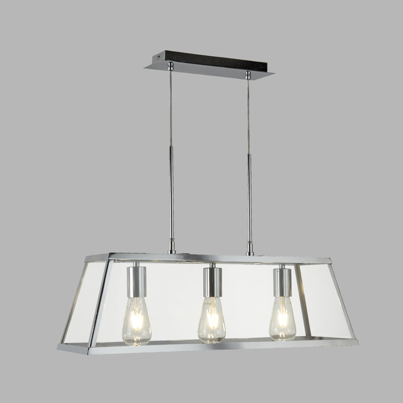 Villeroux 3-Light Kitchen Island Chandelier, Chrome/Clear