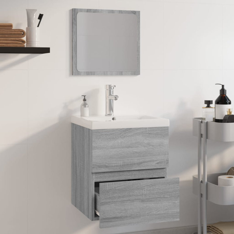 Ranlo Bathroom Storage Furniture Set, Grey Sonoma
