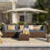 Ensemble de conversation modulaire en rotin pour 4 personnes avec coussins