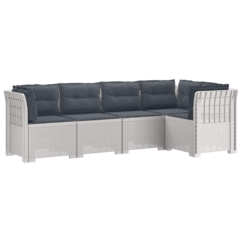 234 cm W Patio Sofa with Cushions, Light Grey, White