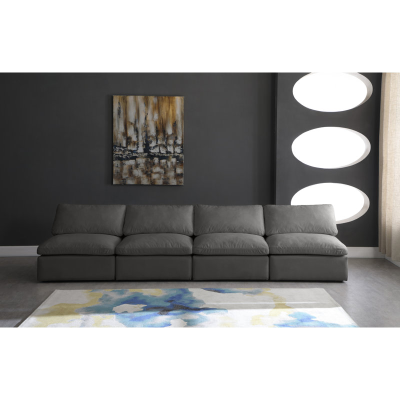 Atis 140'' Velvet Sofa, Grey Velvet