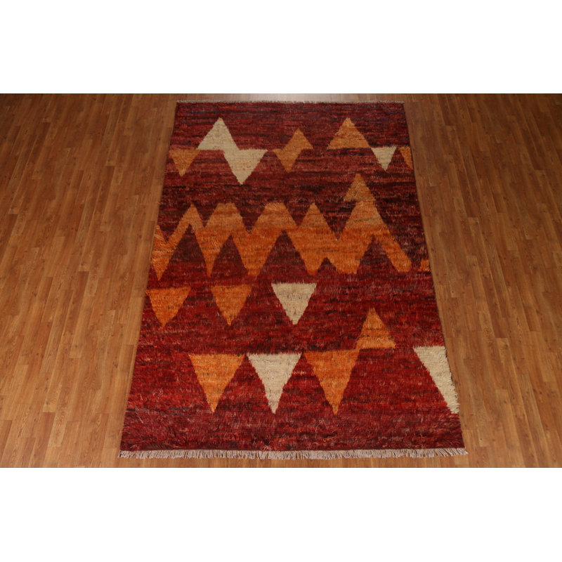 Tapis oriental géométrique marocain fait à la main 7 x 10