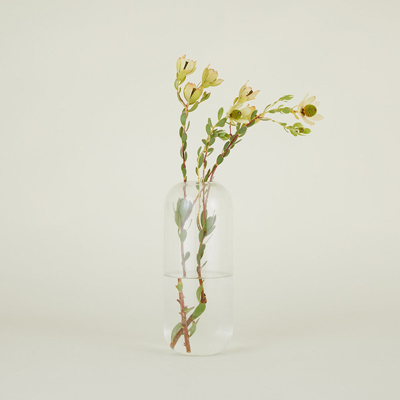 Aurora Handmade Glass Table Vase, 12.5" H x 5" W x 5" D, Clear