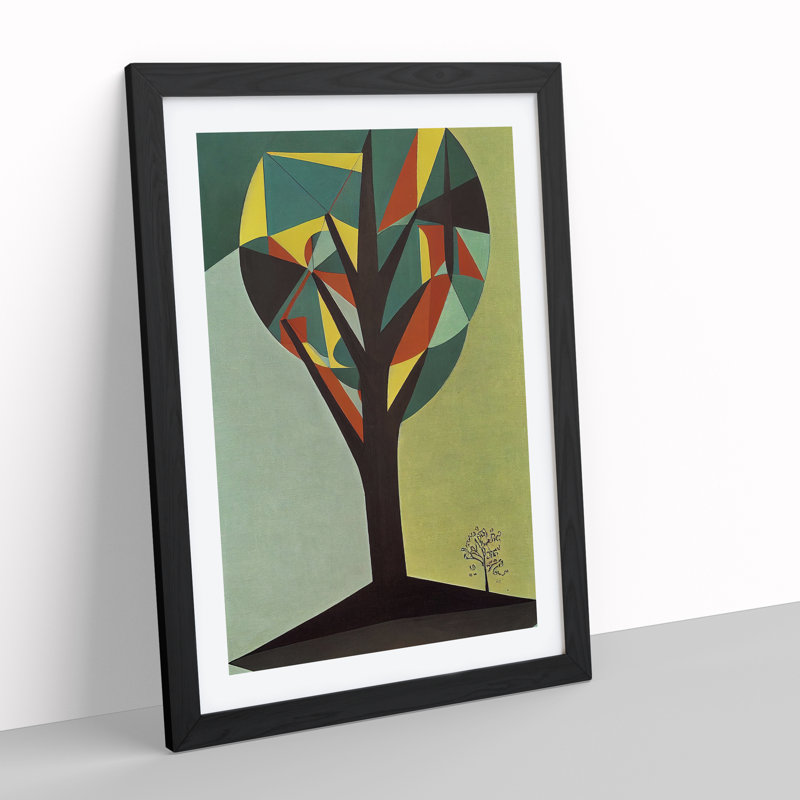 Retro Abstract Tree No.1 - Single Picture Frame Print, 64cm H x 46cm W x 2cm D, Black Framed