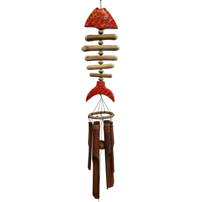 Carillon à vent en bambou pour poisson koi, Rouge