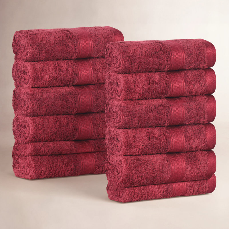 Nolhan 12 Piece Rayon from Bamboo Washcloth Towel Set, Crimson