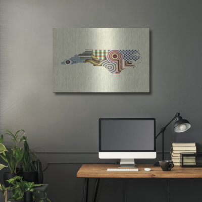 Wrought Studio ™ «North Carolina State Map» par Lanre Adefioye, mur en métal
