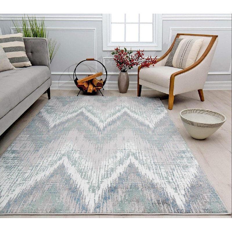 Tapis ivoire à motif menthe rétro Ivida, Rectangle 8 pi x 10 pi