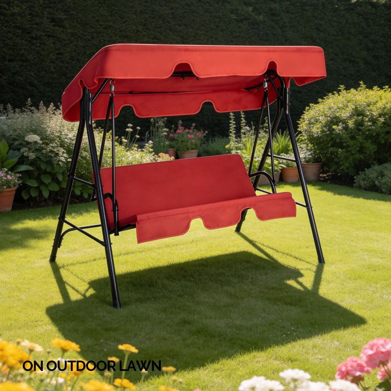 Ensemble de balançoires en fer de 68 po x 43 po et 60 po Kd, Rouge