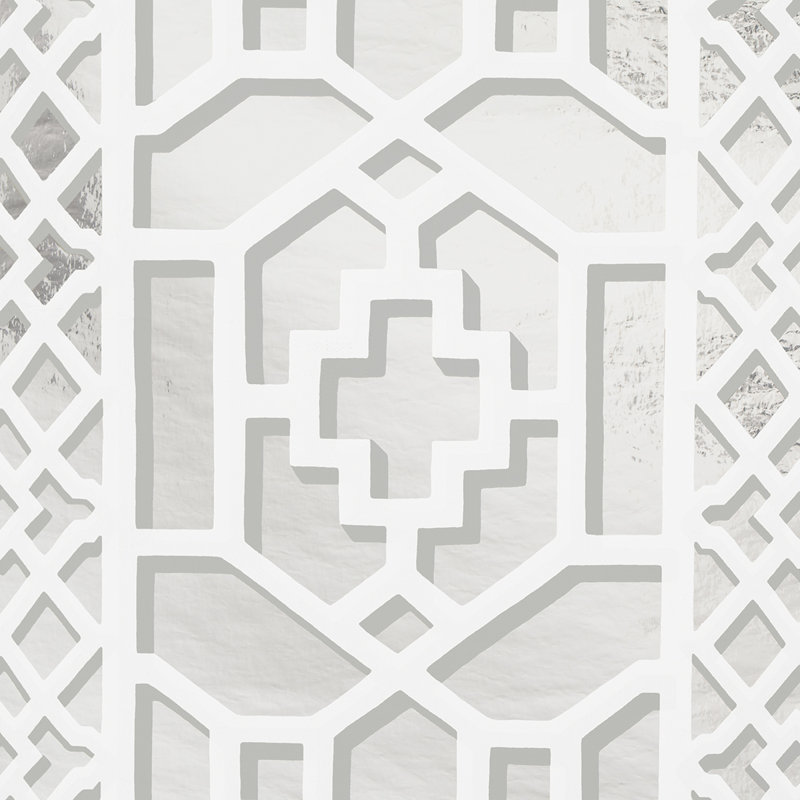 Zanzibar Trellis Mylar Wallpaper, Silver Mylar