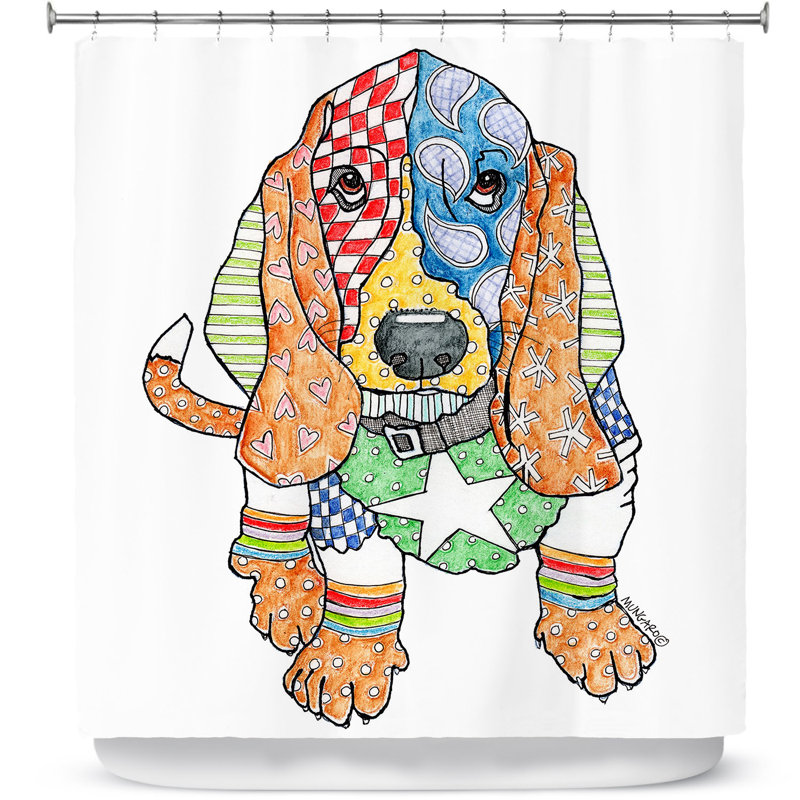 Rideau de douche Basset Hound Dog, Blanc