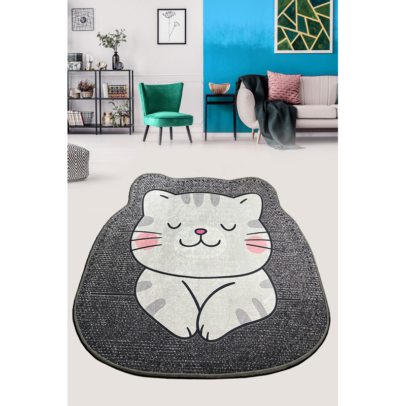 High-Quality Round Carpet, 47.2 Inches Diameter, 100% Polyester, 0.4 Inch Pile Height, 0.3 Inch Total Thickness | Antibacterial, Non-Slip Underside, Machine Washable | Perfect for Living Room & Kids' Play Areas