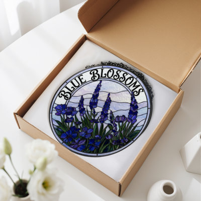 Panneau de vitrail 12 "H Blue Blossoms