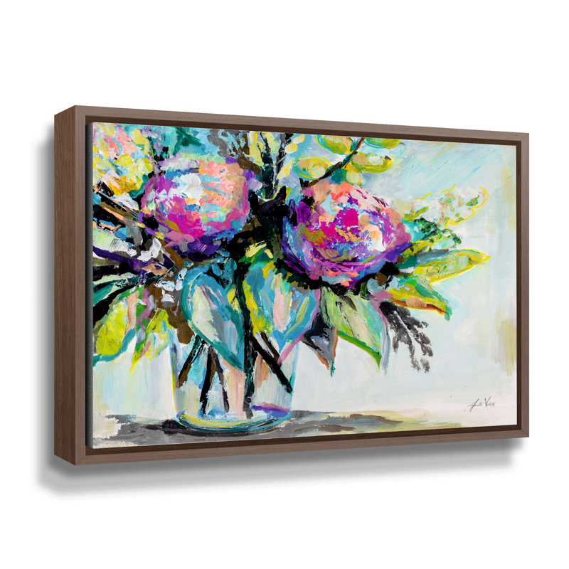 «Big Blooms» par Jeanette Vertentes, reproduction sur toile, Cadre flottant noir, H 18 po x l 24 po x P 2 po