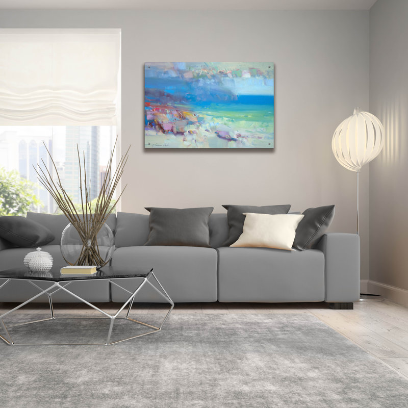 Art mural en verre Dovecove «Ocean Side Ii» par Vahe Yeremyan, H 24 po x l 36 po x P 0,2 po
