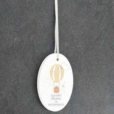 Grandparents 1st Christmas Oval Shaped Ceramic Ornament