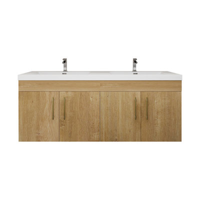 62" Wall-Mounted Double Bathroom Vanity Set
