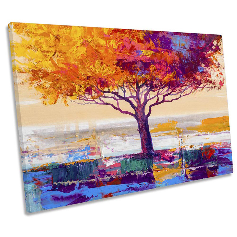 Abstract Autumn Tree - Wrapped Canvas Painting, 30.5cm H x 45.7cm W x 2cm D