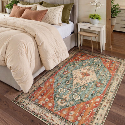 Boho Tribal Area Rugs for Living Room Washable Oriental Vintage Soft Dining Room Carpet