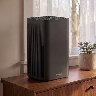 Maxlite Air Purifier For Home 25W Dc Motor/ 120V, True Hepa Filter With Activated Carbon, 3 Speeds, Timer, Sleep Mode - Covers Up To 1090 Sqft. Gen 3. Black Finish