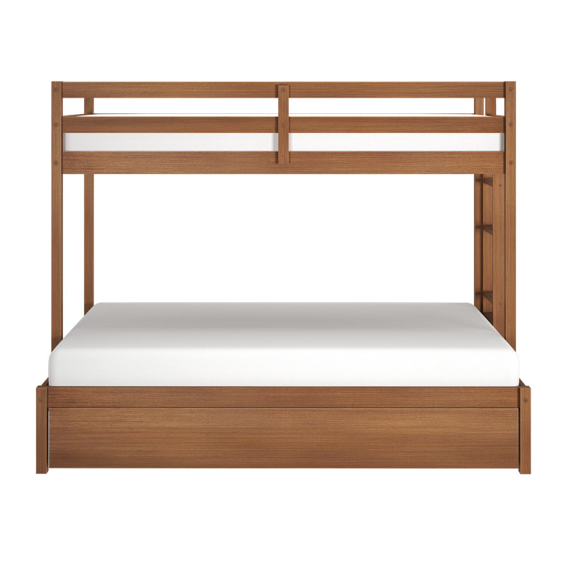 Lit superposé avec lit gigogne Bear, Twin/Full, Oak Embossed Pecan