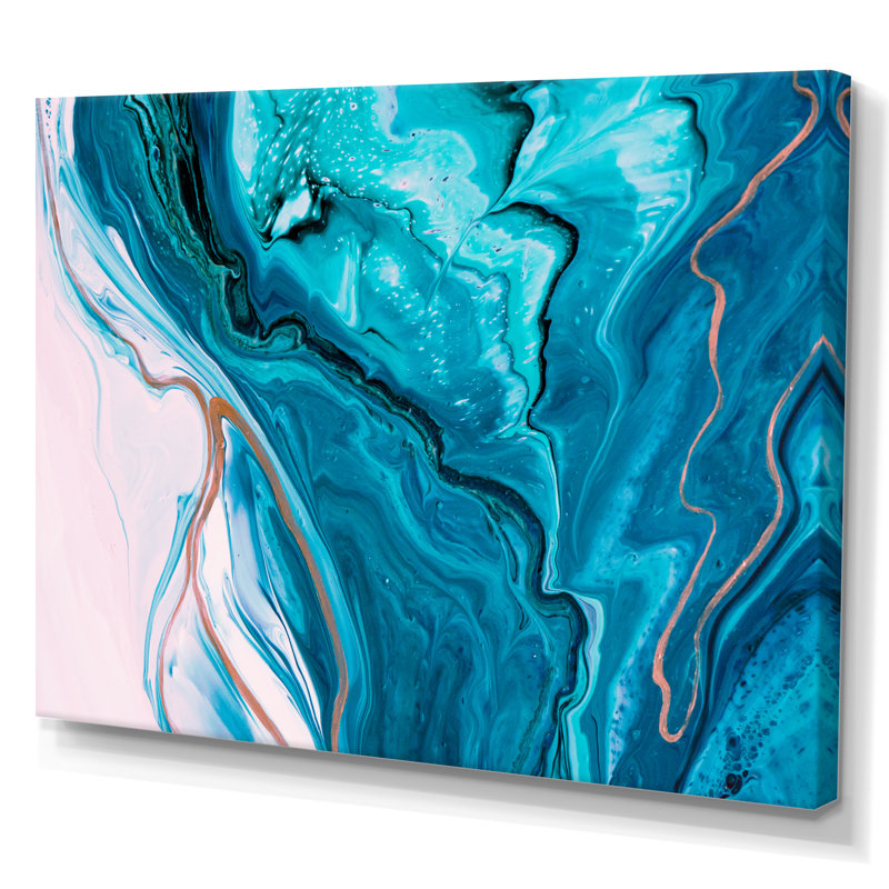 Luxury Luxury Turquoise Marble River - œuvre d'art moderne sur toile, H 30 po x l 40 po x P 1,5 po, Toile tendue
