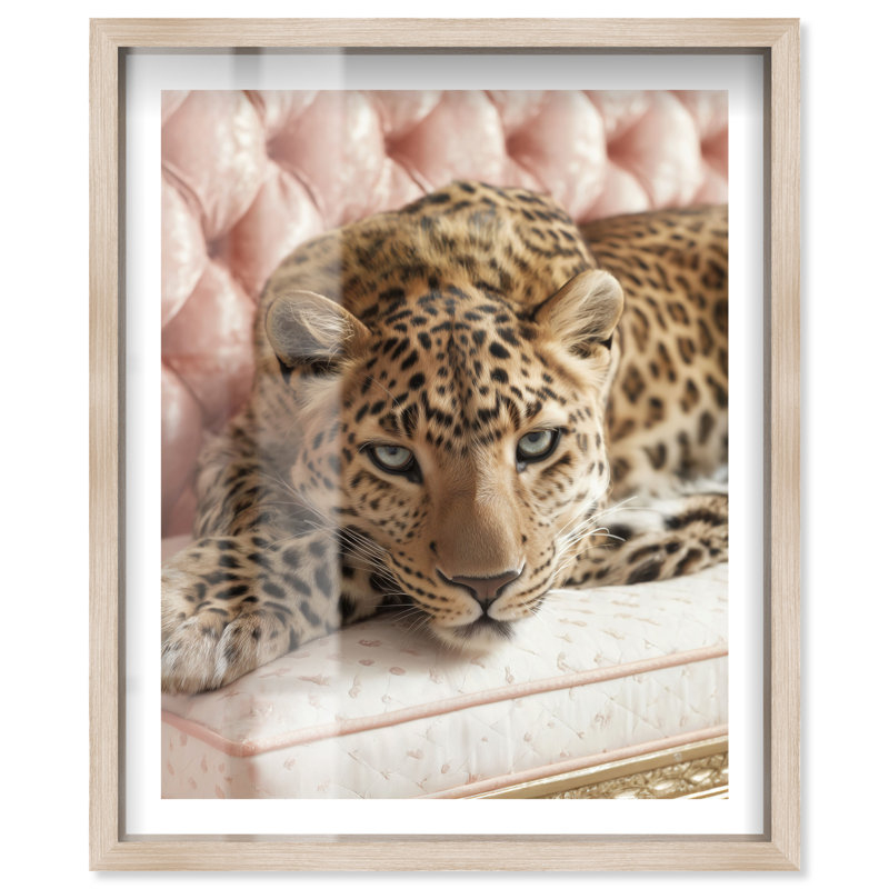 Décoration murale glamour Leopard Shadowbox par Notoriart, cadre noir, 24 x 30, 31"H x 25"W, Cadre noir