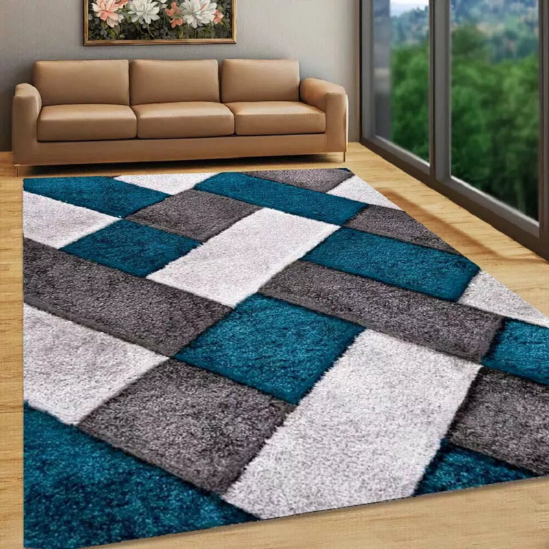 Geometric Indoor / Outdoor Area Rug, Rectangle 60 x 110 cm