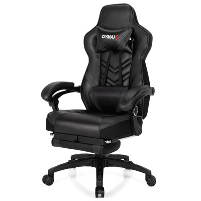 Gymax Office Computer Desk Chair Gaming Chair Adjustable Swivel W/footrest Blue by Gymax