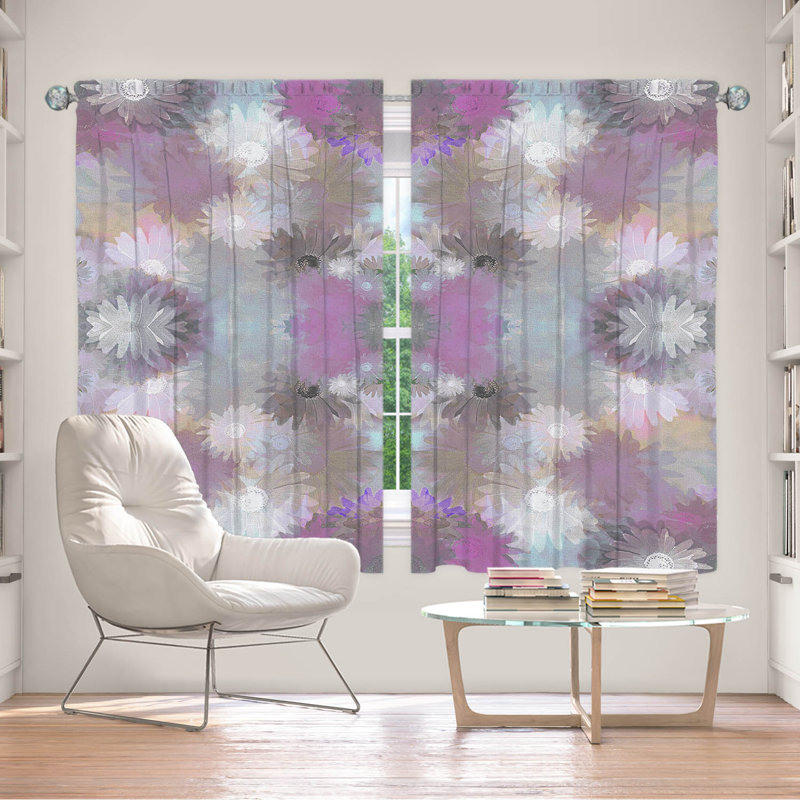 Galyna Room Darkening Curtain Pair, 56" W x 78" L, Purple/Gray/White