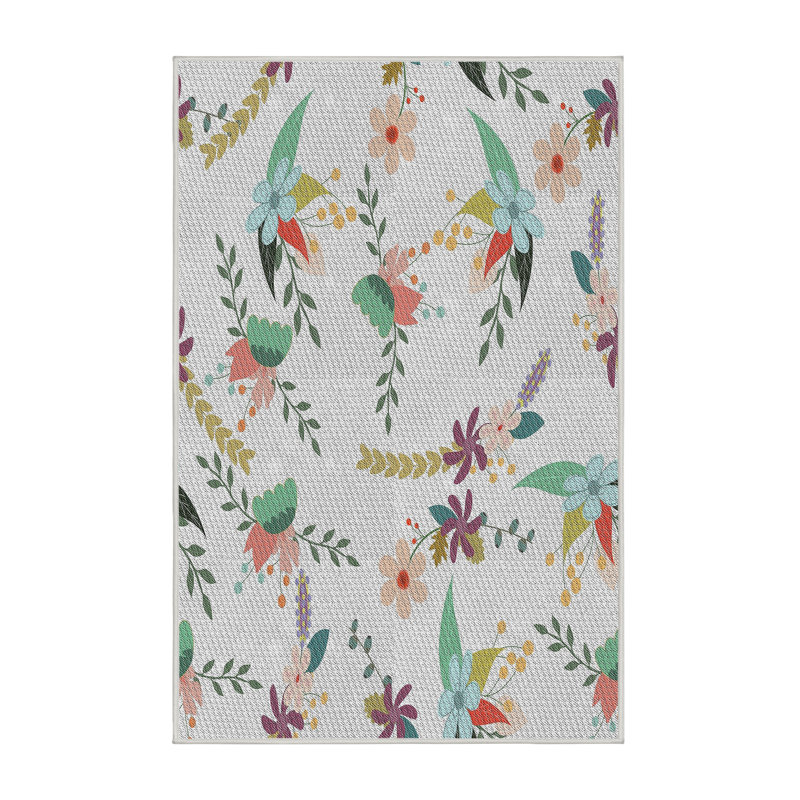 Tapis ivoire à motif floral Lex, Rectangle 2 pi x 3 pi