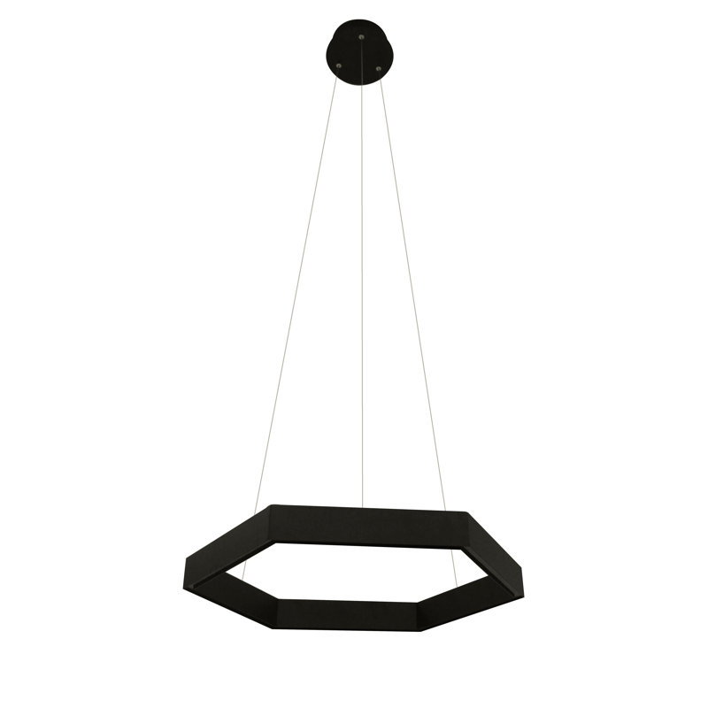 Luminaire suspendu hexagonal moderne noir à DEL, Noir