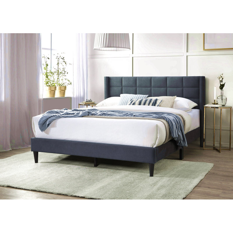 Tête de lit tapissier élégante et moderne en lin brossé 1pc, Grand lit, Gris anthracite