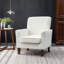 Fauteuil à motifs en mélange de polyester, structure en bois de bouleau massif avec pieds fuselés bruns, chaise d'appoint rembourrée de mousse avec garniture pour le bureau du salon-1026048997