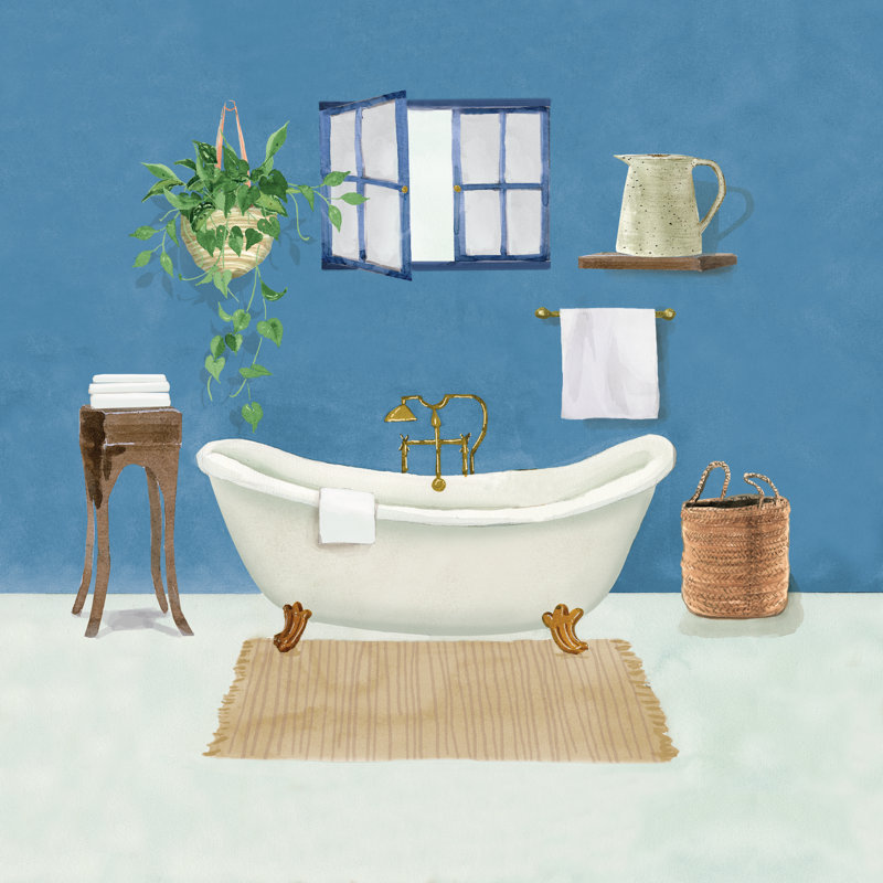 Bathroom Tub Blue - Wrapped Canvas Art Prints, 91cm H x 91cm W