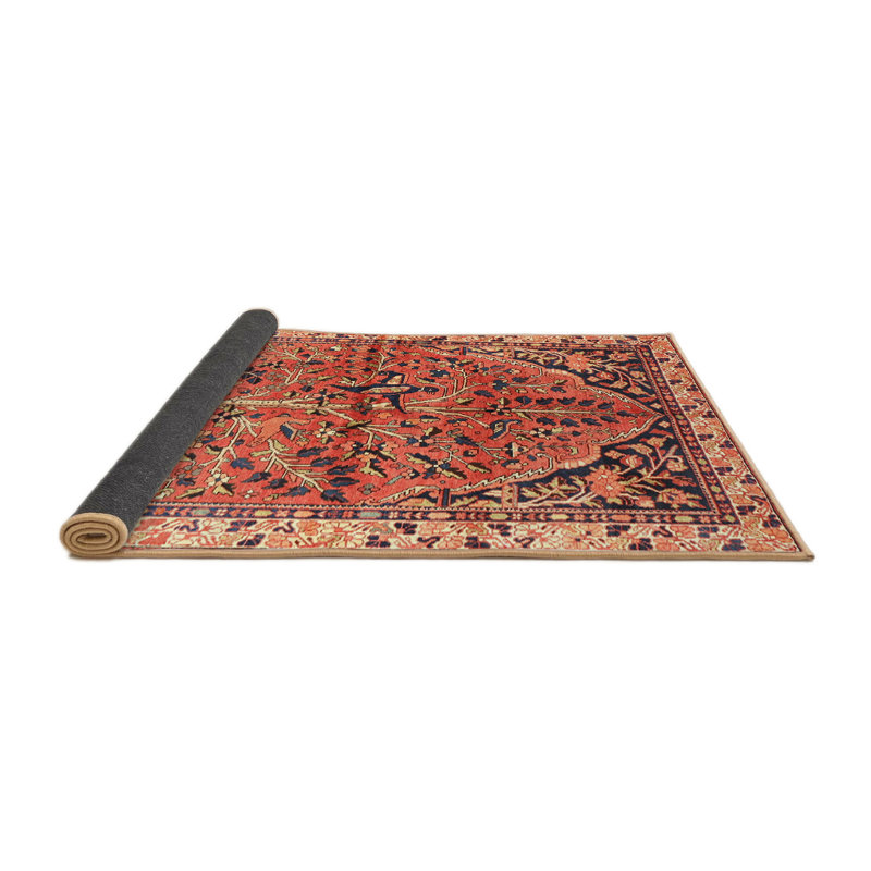 Tapis traditionnel orange / gris Vanalstyne, Rond 5 pi
