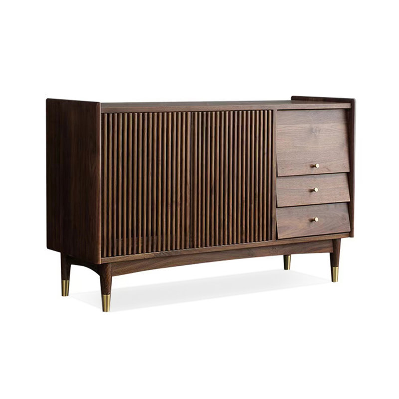 Buffet scandinave en bois massif avec rangement pour le salon