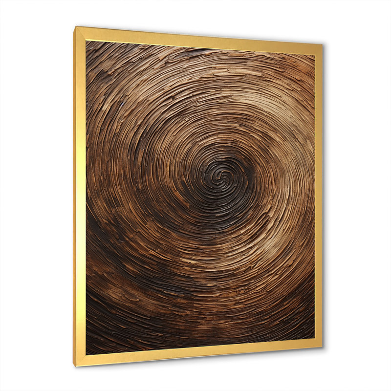 Impression sur toile «Brown Calm Current Spiral I - Abstract Spirals», H 44 po x l 34 po x P 1,5 po, Encadrement doré